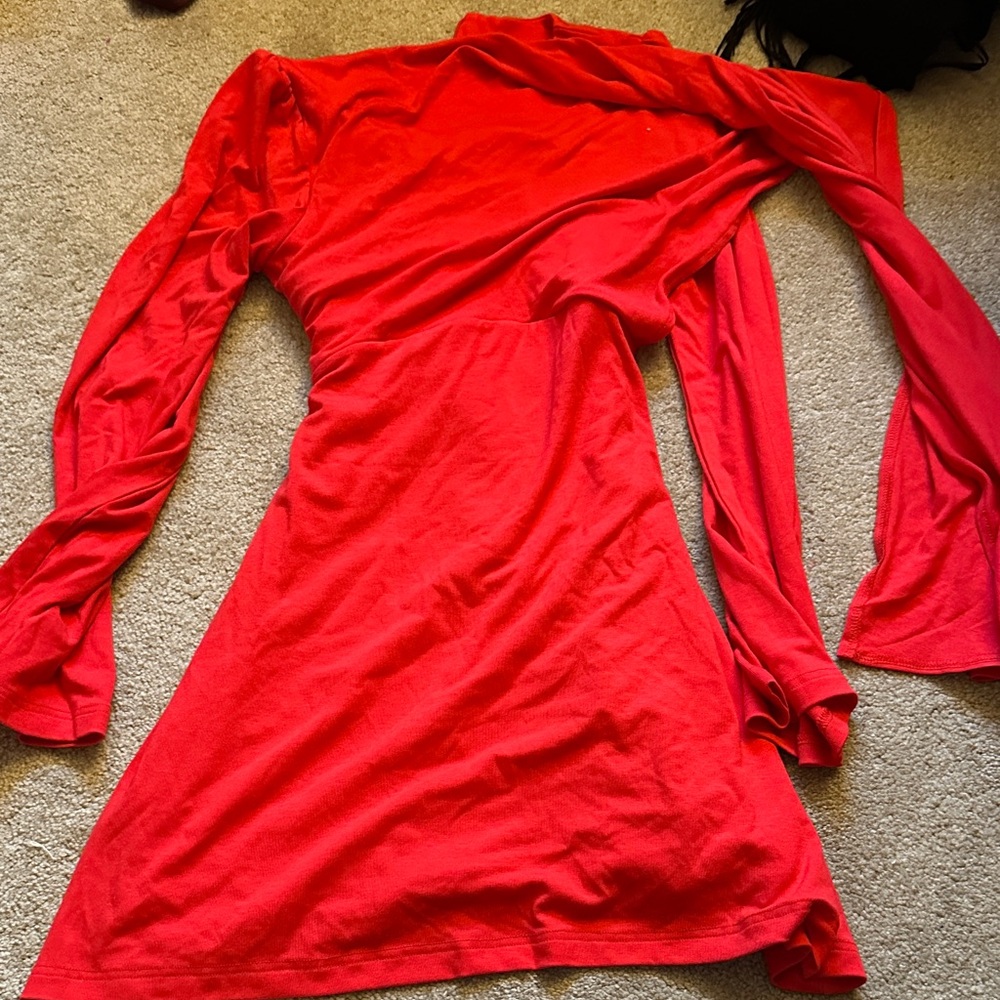 Elegant Red Long Sleeve Dress